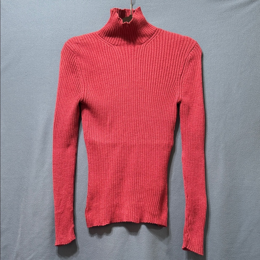 Burgundy Ribbed Turtleneck Sweater Used Size M